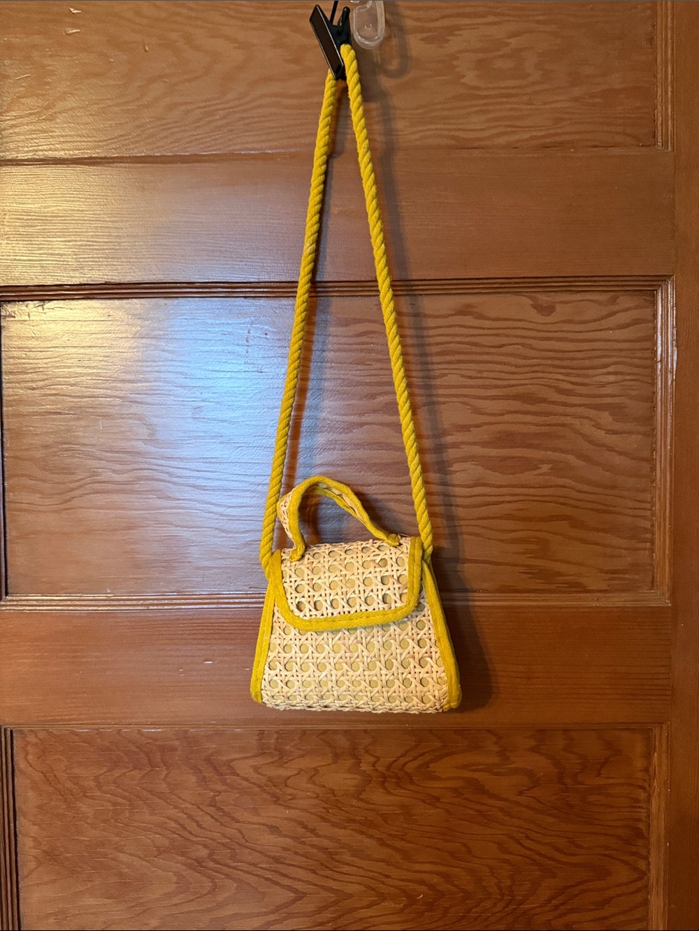 Zara Yellow Woven Mini Bag with Rope Strap